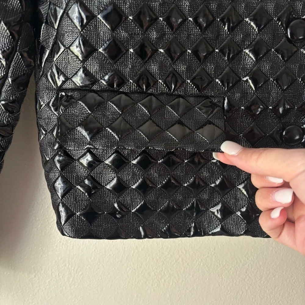 Pinko Leopardi Giacca Faux Leather Jacket Black Quilted Women’s Size US 4, IT 40